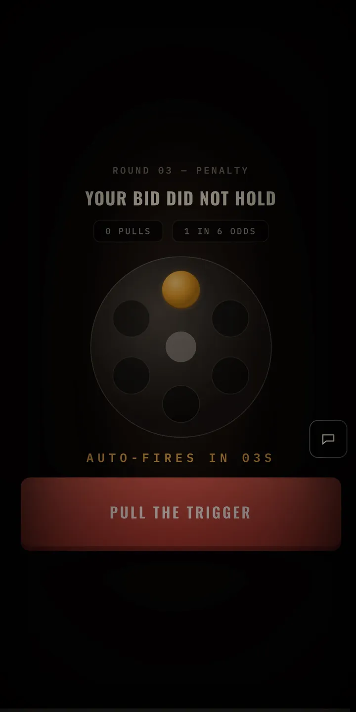The revolver screen on a phone with the pull-the-trigger button